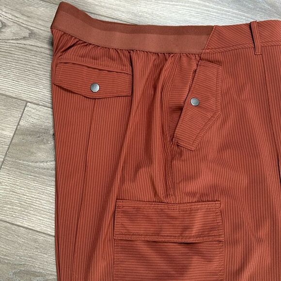Athleta Vienna Cargo Straight Leg High‎ Rise  City Stripe Brown Active Pants 18 - Picture 4 of 14